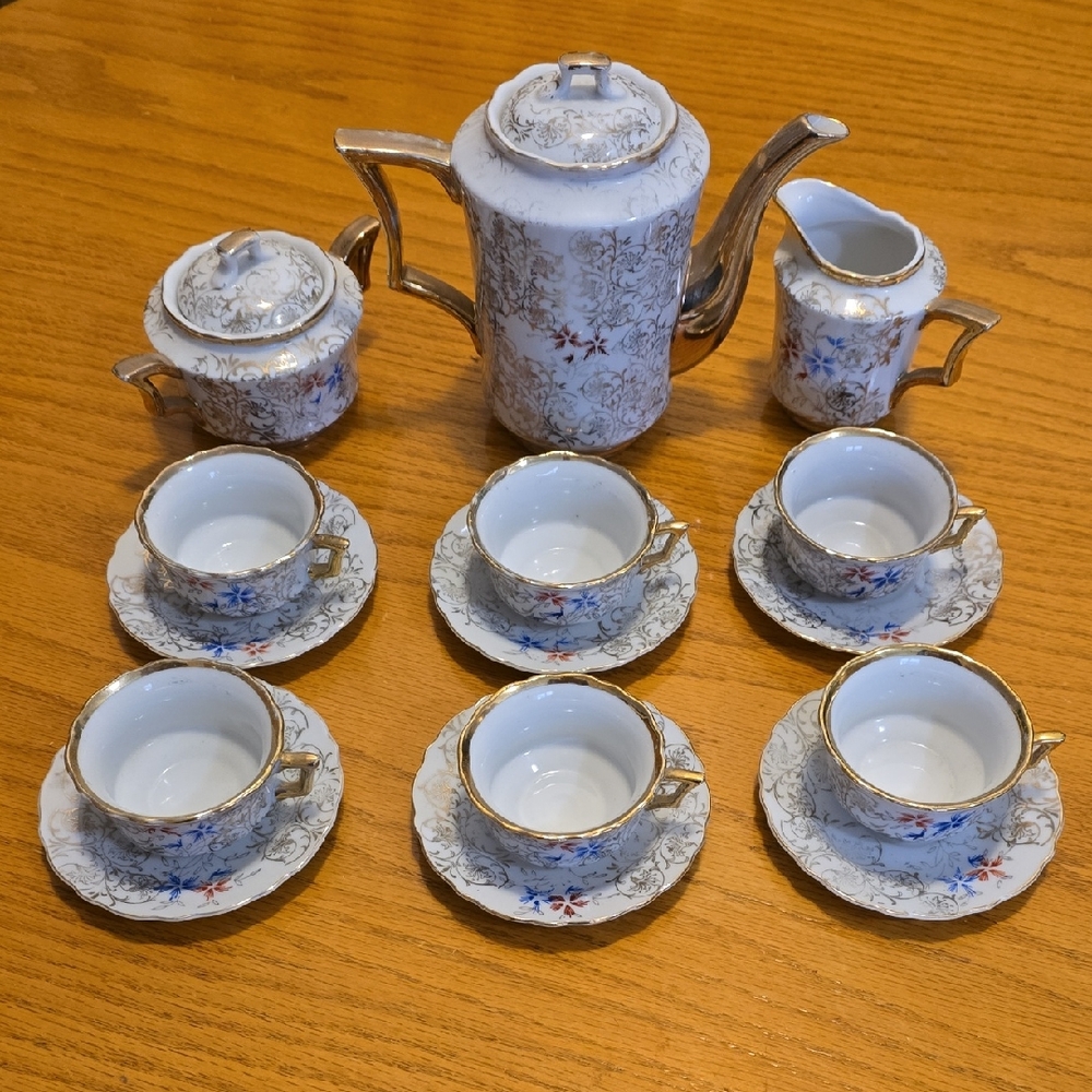 Vtg. Yamaka China (EMS) 6 Cups, 6 Saucers, Teapot, Sugar Bowl, Creamer Japanese